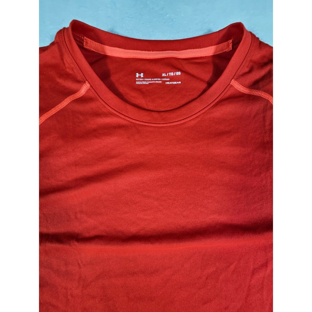 Under Armour Mens HeatGear Fitted Short Sleeve T-Shirt Red XL 1343682-608